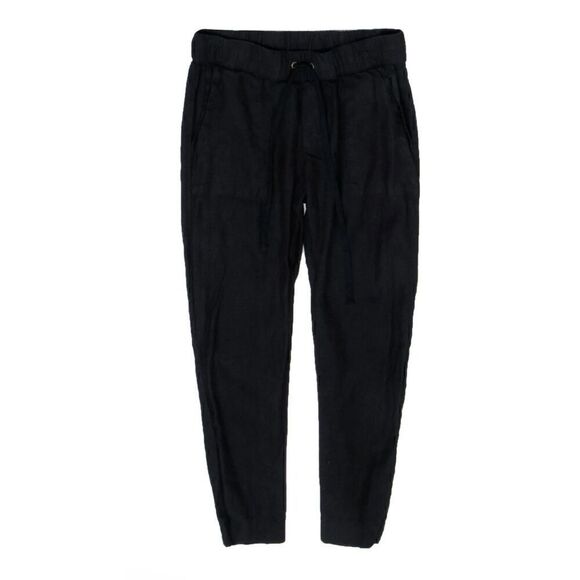 Enza Coza Women's 3/M Linen Easy Pants Solid Black Jogger Coastal Lightweight - Picture 1 of 9
